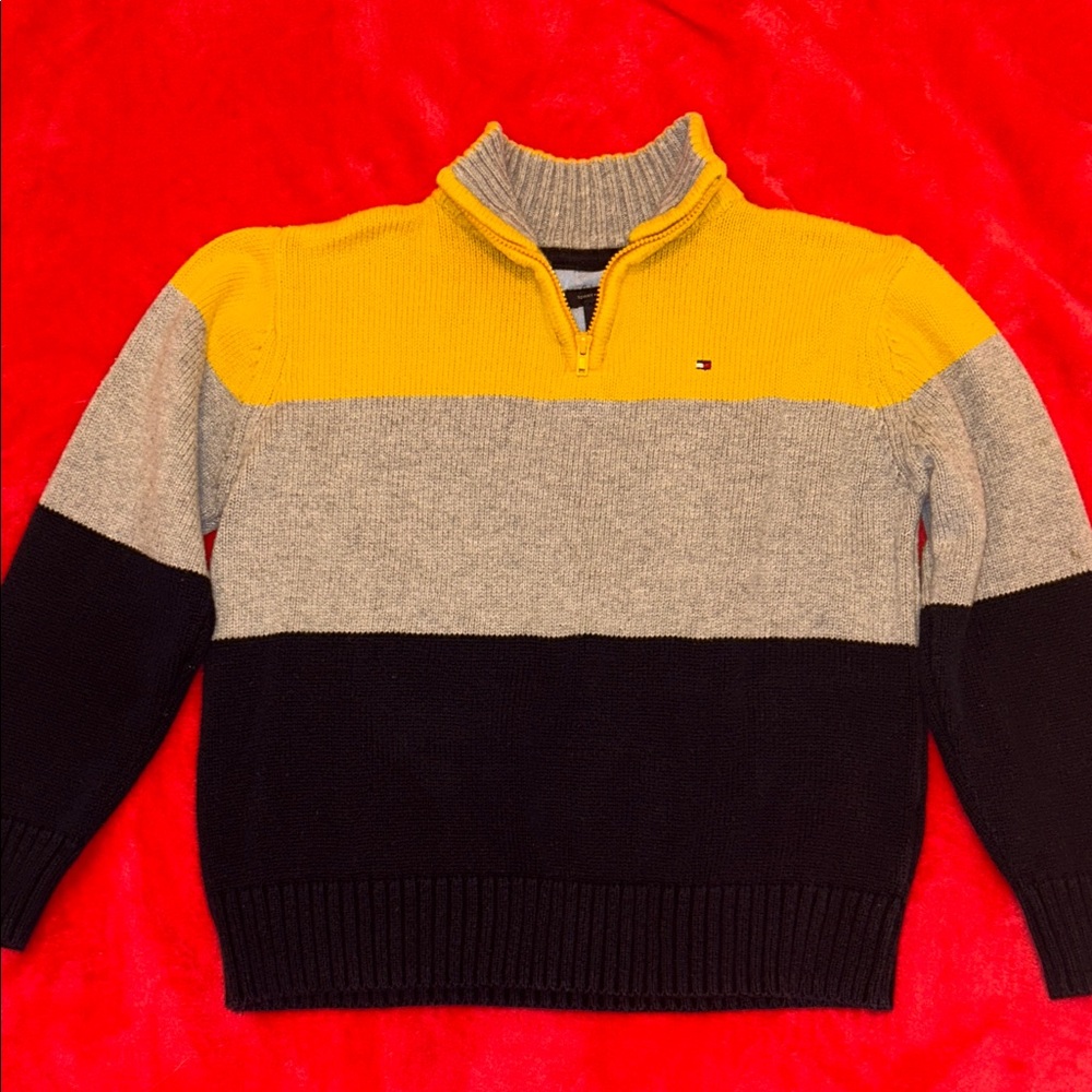 Tommy Hilfiger Boys’ Color Block Zip-Up Sweater - Yellow, Gray, Navy